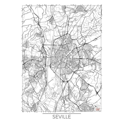 Mapa Seville, Hubert Roguski, 30 × 40 cm
