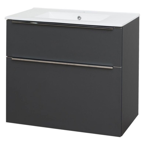 Mereo Mailo, koupelnová skříňka s keramickým umyvadlem 81 cm, antracit, chrom madlo CN531