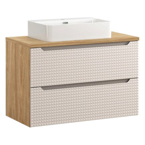 Comad Koupelnová skříňka Ocean Beige II s deskou a umyvadlem 90 cm béžová/dub olejovaný