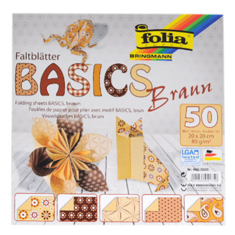 Origami papír Basics 80 g/m2 - 10 × 10 cm, 50 archů - hnědý