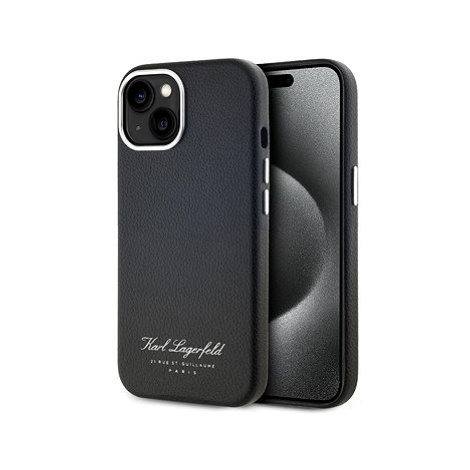 Karl Lagerfeld Grained PU Hotel RSG Zadní Kryt pro iPhone 15 Black