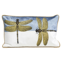 KARE Design Dekorativní polštář Glitter Dragonfly - bílý, 50x30cm