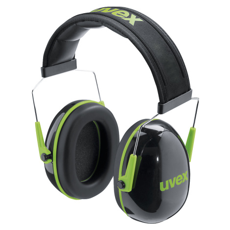 Uvex Mušlové chrániče sluchu K1, s obloukem, SNR 28 dB, černá/zelená, od 10 ks