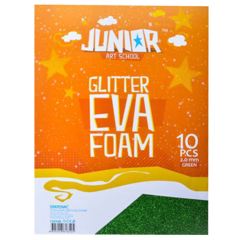 JUNIOR-ST - Dekorační pěna A4 EVA 10 ks zelená tloušťka 2,0 mm glitter