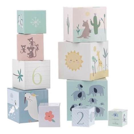 Vilac Skládací věž z kostek zvířata světa s čísly 1-10