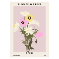 Ilustrace Flower Market Bern, NKTN, 30 × 40 cm