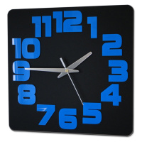 Moderní nástěnné hodiny LOGIC BLACK-BLUE
