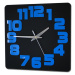Moderní nástěnné hodiny LOGIC BLACK-BLUE