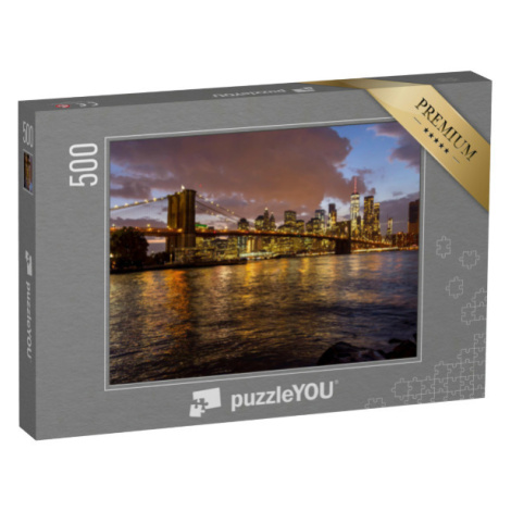 puzzle 500 dílků „Most z Brooklynu na Manhattan v noci, New York, USA“