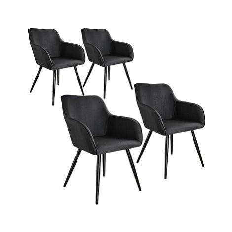 4× Židle Marilyn lněný vzhled, černá tectake