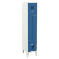 Šatní Z-skříň, v x š x h 1940 x 400 x 500 mm, s nohami, dveře světlá modrá