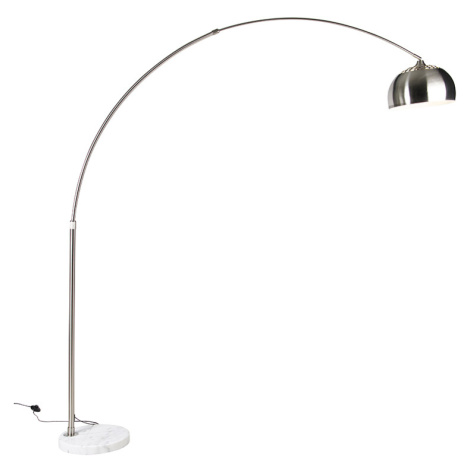 Stojací lampa s obloukem z oceli s bílým mramorovým podstavcem s ocelovým stínítkem - Arc XXL QAZQA