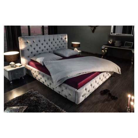 LuxD 21691 Designová postel Laney, 180x200 cm, stříbrno-šedý samet
