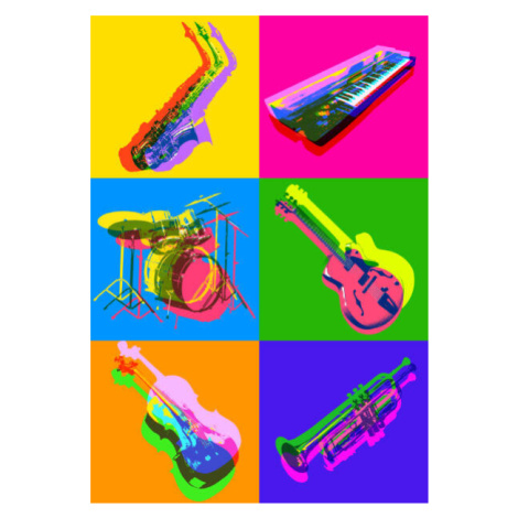 Umělecký tisk Jazz Musical Instrument icons, smartboy10, (26.7 x 40 cm)