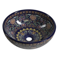 SAPHO PRIORI keramické umyvadlo, průměr 41 cm, 15 cm, fialová s ornamenty