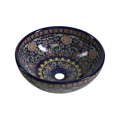 SAPHO PRIORI keramické umyvadlo, průměr 41 cm, 15 cm, fialová s ornamenty