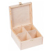 FK Dřevěná krabička s LOGEM na čaj s přihrádkami, se zámkem - 16x16x8 cm , Přírodní