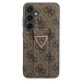 Guess PU Grip Stand 4G Strass Triangle Metal Logo kryt Samsung Galaxy S24 hnědý