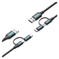 Vention USB 2.0 to 2-in-1 Micro USB & USB-C Cable 1.5M Black PVC Type