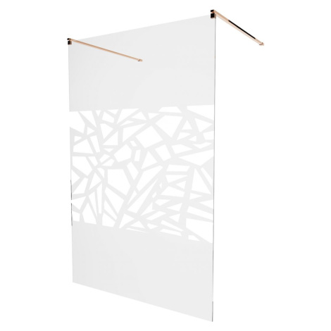 MEXEN/S KIOTO samostatně stojící sprchová zástěna 120 x 200, transparent/bílá vzor 8 mm, růžové 
