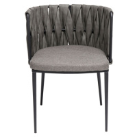 KARE Design Šedá polstrovaná jídelní židle s výpletem a polštářkem Cheerio