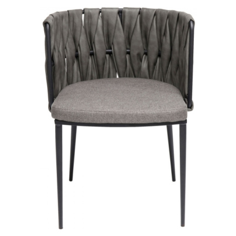 KARE Design Šedá polstrovaná jídelní židle s výpletem a polštářkem Cheerio