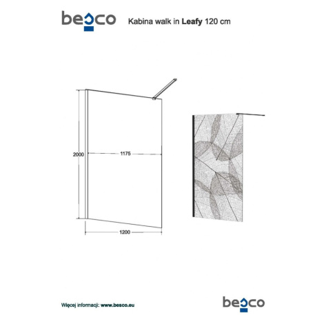 HOPA Walk-in sprchový kout LEAFY BARVA rámu Černá, Rozměr A 120 cm, Rozměr C 200 cm, Směr zavírá
