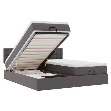 vidaXL Osmanský rám postele s matrací šedá 200x200cm umělá kůže