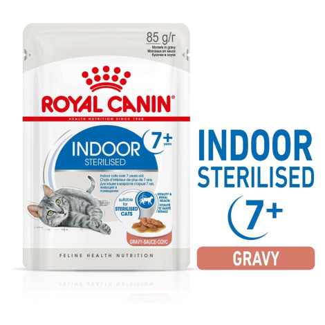 ROYAL CANIN INDOOR 7+ Sterilised v omáčce, kapsičky pro domácí kočky od 7 let 12 × 85 g