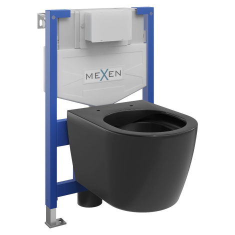 MEXEN/S WC předstěnová instalační sada Fenix XS-F s mísou WC Carmen, černá mat 6803388XX85