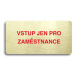 Accept Piktogram "VSTUP JEN PRO ZAMĚSTNANCE" (160 × 80 mm) (zlatá tabulka - barevný tisk bez rám