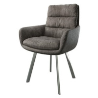 DELIFE Jídelní židle Abelia-Flex s područkou antracitová vintage oválná podnož nerezové oceli