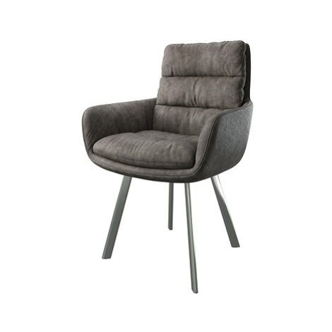 DELIFE Jídelní židle Abelia-Flex s područkou antracitová vintage oválná podnož nerezové oceli