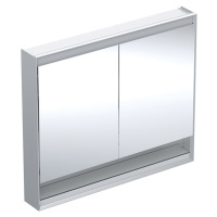Geberit ONE - Zrcadlová skříňka s LED osvětlením, 1050x900x150 mm, 2 dvířka, s nikou, hliník 505