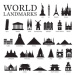 Ilustrace World Countries Landmarks Silhouette Set, MuchMania, 40 × 40 cm