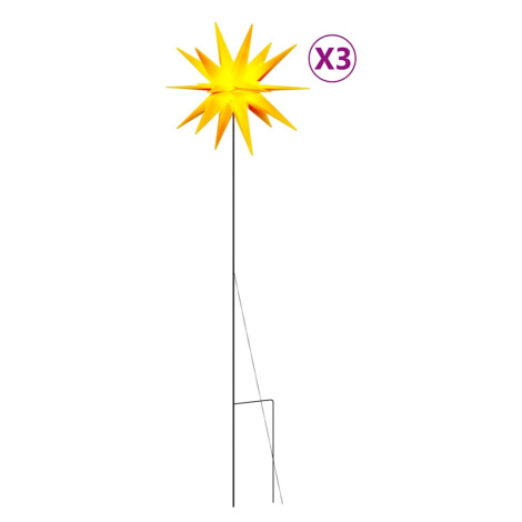 vidaXL Svítící vánoční hvězdy s hroty 3 ks LED skládací žluté 35 cm