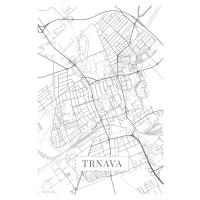 Mapa Trnava white, (26.7 x 40 cm)