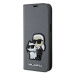 Pouzdro Karl Lagerfeld iPhone 14 6.1" bookcase silver Saffiano Karl & Choupette (KLBKP14SSANKCPG