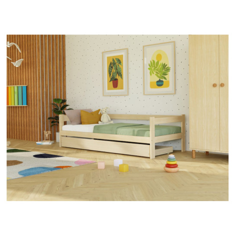 Benlemi Jednolůžková postel ze dřeva SAFE 5v1 se zábranou a úložným šuplíkem Zvolte barvu: Námoř