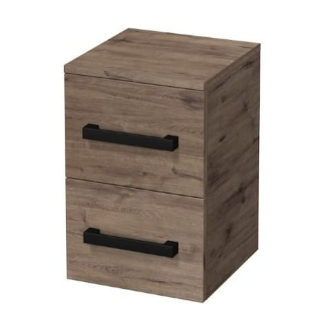 Koupelnová skříňka nízká s černou úchytkou SAT Cube Way 32,5x51x33 cm dub Wellington mat CUBE3CN