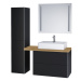 MEREO Siena, koupelnová deska na skříňku, dub masiv, 80 cm, L/P, asymetrická, s výřezem na skříň