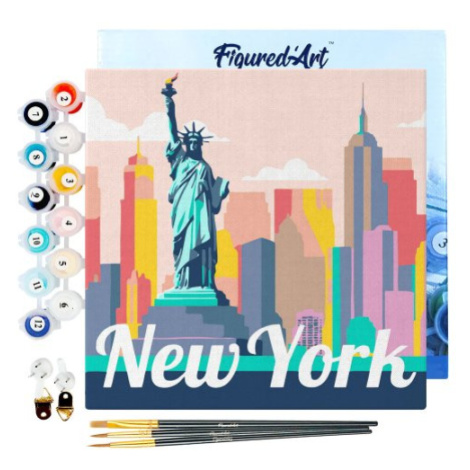 Figured ART Mini malování podle čísel - Travel Poster NEW YORK SOCHA SVOBODY 20 x 20 cm na rámu