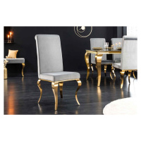 LuxD Designová židle Rococo šedá / zlatá