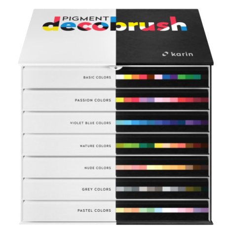 Karin Pigment Deco Brush akrylové fixy MASTER SET 84 ks
