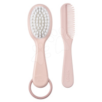 Dětský hřeben a kartáč na vlásky Beaba Baby Brush and Comb Old Pink růžový od 0 měsíců