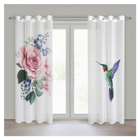 ArtFir Závěs LIA K | bílá/růžová 140 x 260 cm