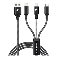 RhinoTech nabíjecí a datový kabel 3v1 USB-A (MicroUSB + Lightning + USB-C) 1,2 m černý