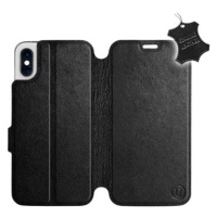 Flip pouzdro na mobil Apple iPhone XS - Černé - kožené - Black Leather