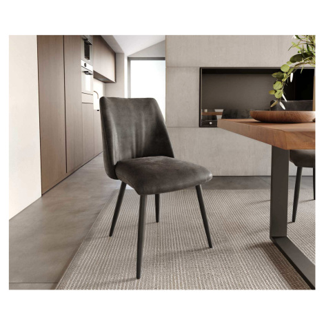 DELIFE Jídelní židle Elso-Flex mikrovlákno antracit vintage 4-nohá zúžená černá taštičkové pruži