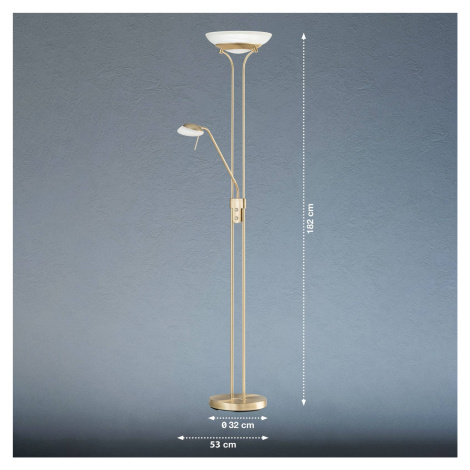 FISCHER & HONSEL LED stojací lampa Pool, mosazná barva, výška 182 cm, 2 světla.